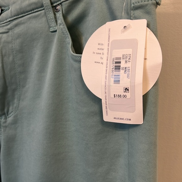 AG Adriano Goldschmied Cropped Pants in Light Teal - Picture 4 of 9